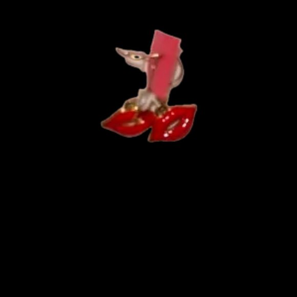 Red Lip Earrings from neimans beautiful porcelain surgical stainless under gold - Picture 5 of 7